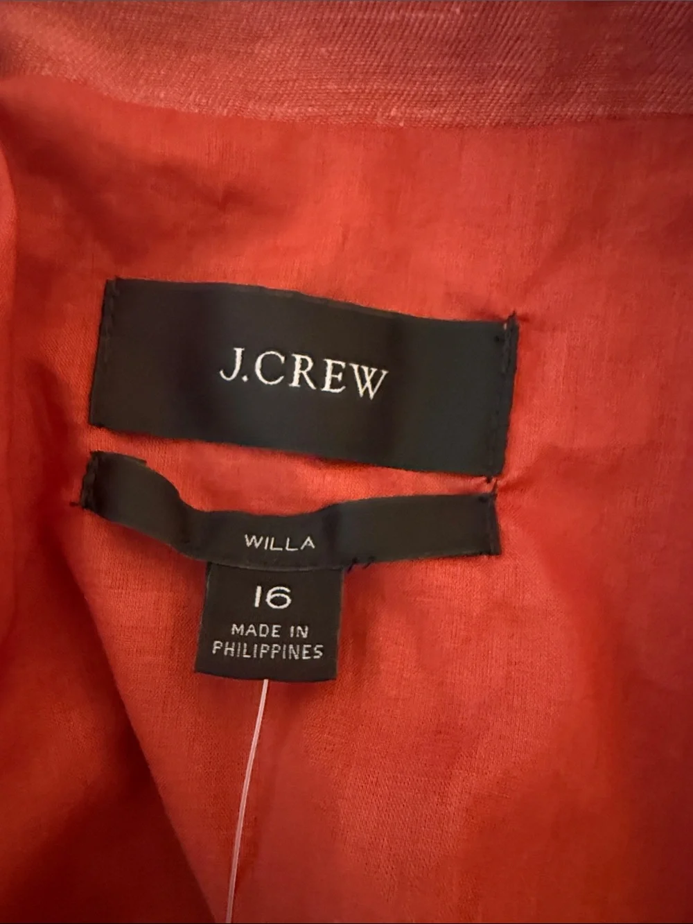 NWT J Crew Coral Willa Single Button Linen-Cupro Blazer Size 16